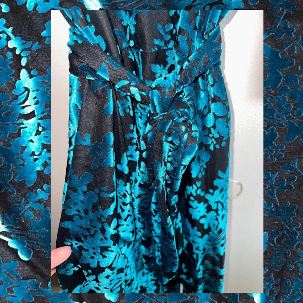 GUC Black Milk Burned Velvet Teal Floral Kimono Dress Large - Picture 9 of 16